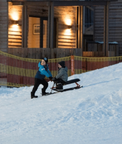 Evening tobogganing